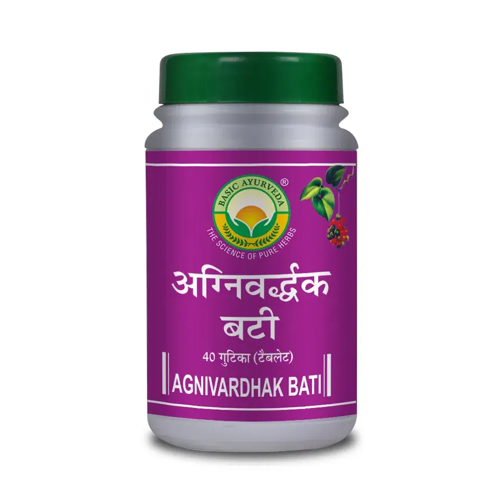 Basic Ayurveda Agnivardhak Bati 40 Tablet | Helps cure indigestion | Increases appetite | Relieves bloating of stomach | Helps cure anorexia | Gives relief from constipation | Helps in relieving flatulence. Basic Ayurveda Agnivardhak Bati 40 Tablet | Helps cure indigestion | Increases appetite | Relieves bloating of stomach | Helps cure anorexia | Gives relief from constipation | Helps in relieving flatulence. - Image 1