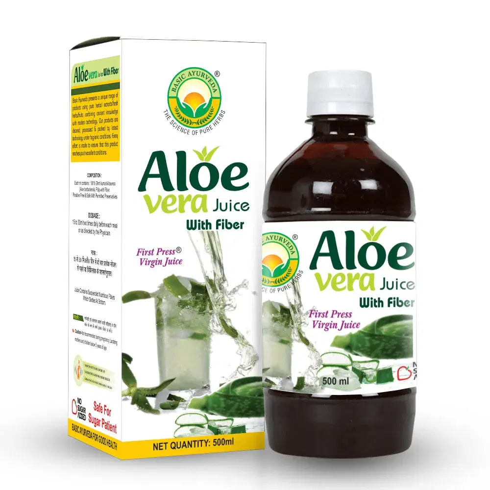 Basic Ayurveda Aloe Vera Juice (Sugar Free Fiber) | | Helps to Reduce Weight | Reduces Acne-Pimple and Dark Spots | It provides essential nutrients to the body | Provides Antioxidants to the body. Basic Ayurveda Aloe Vera Juice (Sugar Free Fiber) | | Helps to Reduce Weight | Reduces Acne-Pimple and Dark Spots | It provides essential nutrients to the body | Provides Antioxidants to the body. - Image 1