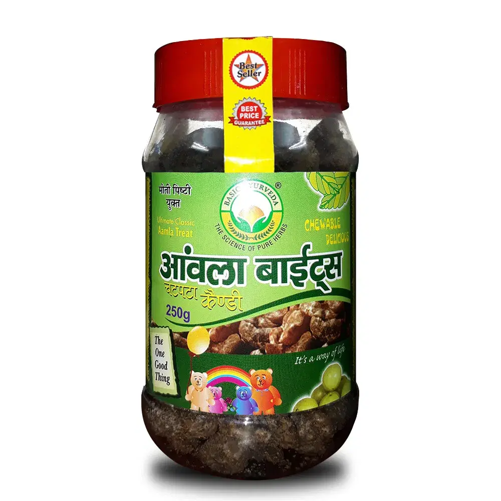 Basic Ayurveda Amla Bite (Gooseberry) Chatpata Candy 250 Gram | Contains amla which is a good source of vitamin C | Amla is beneficial in treating eyesight problems | Good for digestion | Helps in boosting immunity | Improves digestive system. Basic Ayurveda Amla Bite (Gooseberry) Chatpata Candy 250 Gram | Contains amla which is a good source of vitamin C | Amla is beneficial in treating eyesight problems | Good for digestion | Helps in boosting immunity | Improves digestive system. - Image 1