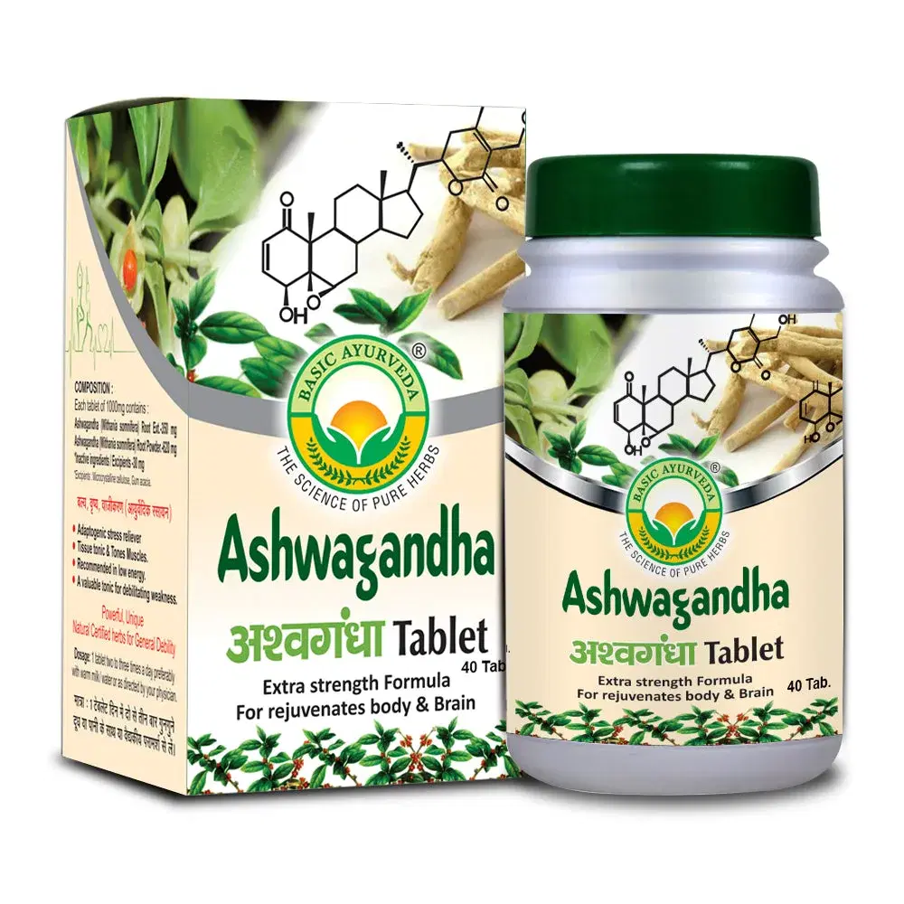 Basic Ayurveda Ashwagandha 40 Tablet Basic Ayurveda Ashwagandha 40 Tablet - Image 1