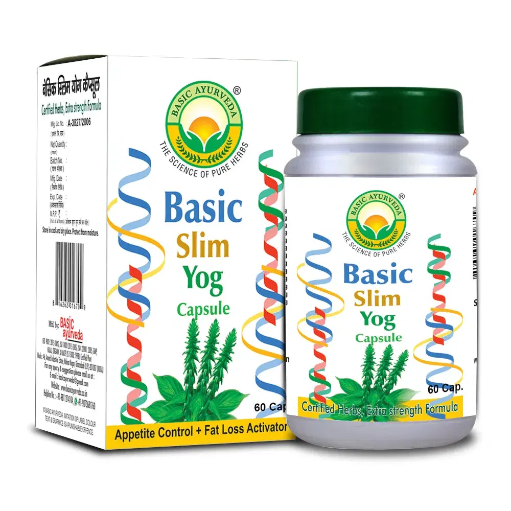 Basic Ayurveda Basic Slim Yog Capsule (60 Capsules) | Reduce extra fat and belly fat | Helpful in obesity and improves digestion | Helpful in oedema and boosts immunity | Helps to reduce weight naturally. Basic Ayurveda Basic Slim Yog Capsule (60 Capsules) | Reduce extra fat and belly fat | Helpful in obesity and improves digestion | Helpful in oedema and boosts immunity | Helps to reduce weight naturally. - Image 1
