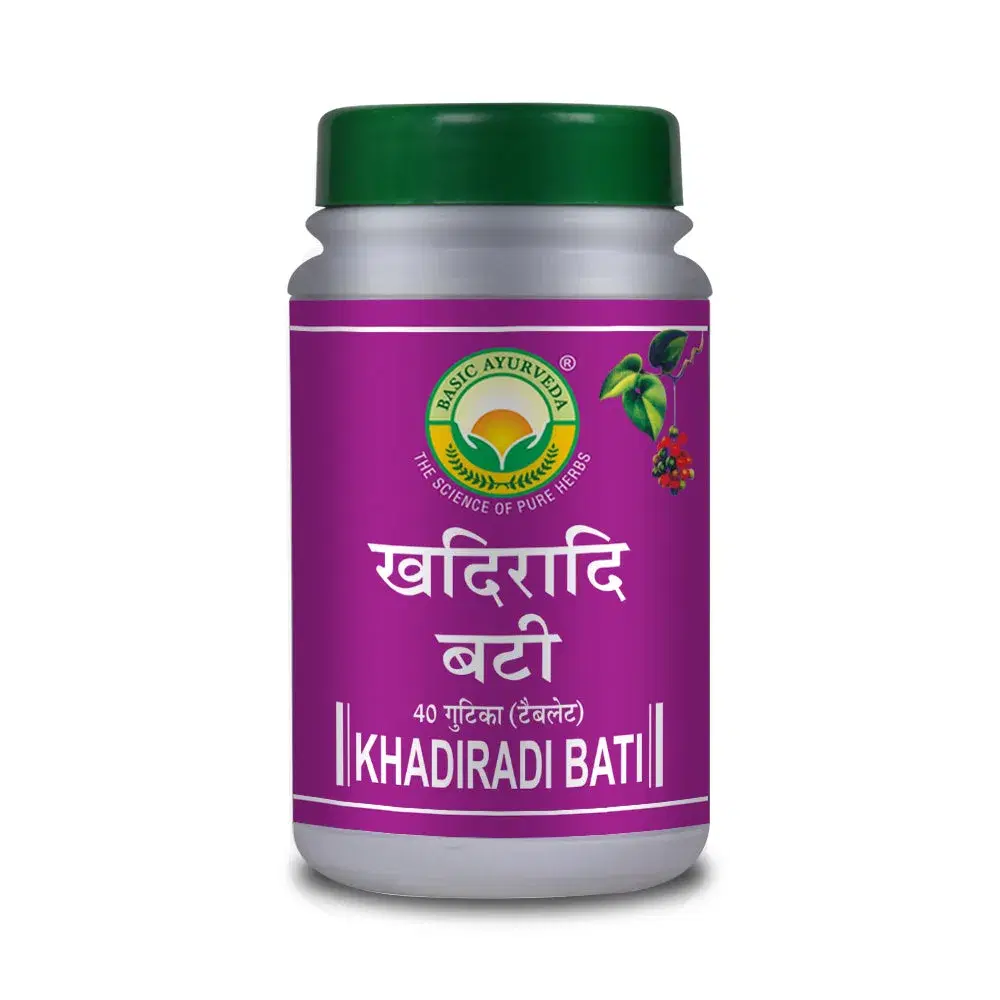 Basic Ayurveda Khadiradi Bati 40 Tablet Basic Ayurveda Khadiradi Bati 40 Tablet - Image 1