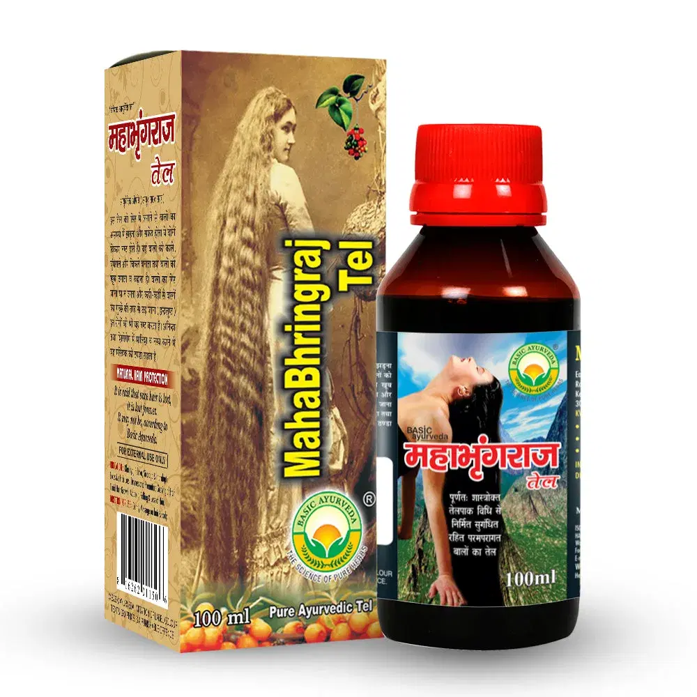 Basic Ayurveda Maha Bhringraj Tel 100 Ml Basic Ayurveda Maha Bhringraj Tel 100 Ml - Image 1
