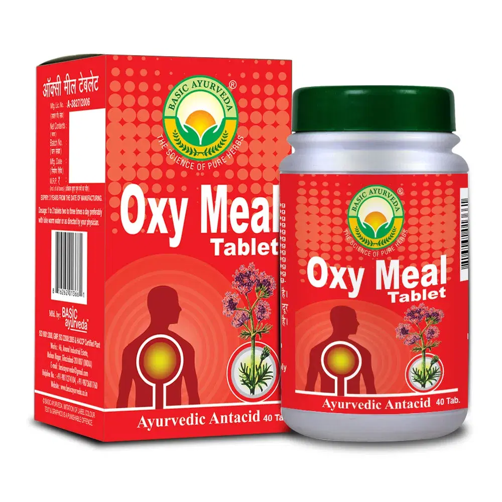 Basic Ayurveda Oxy Meal Tablet (40 Tablet) | Helpful for All type of stomach problem | Helps to Reduce acidity | Helpful for heartburn | Helpful in vomiting. Basic Ayurveda Oxy Meal Tablet (40 Tablet) | Helpful for All type of stomach problem | Helps to Reduce acidity | Helpful for heartburn | Helpful in vomiting. - Image 1
