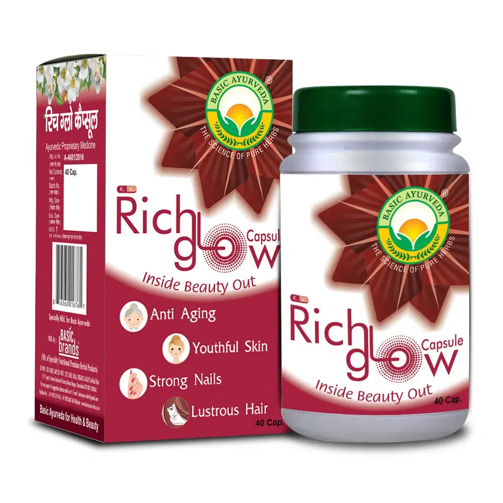 Basic Ayurveda Rich Glow 40 Capsules Basic Ayurveda Rich Glow 40 Capsules - Image 1