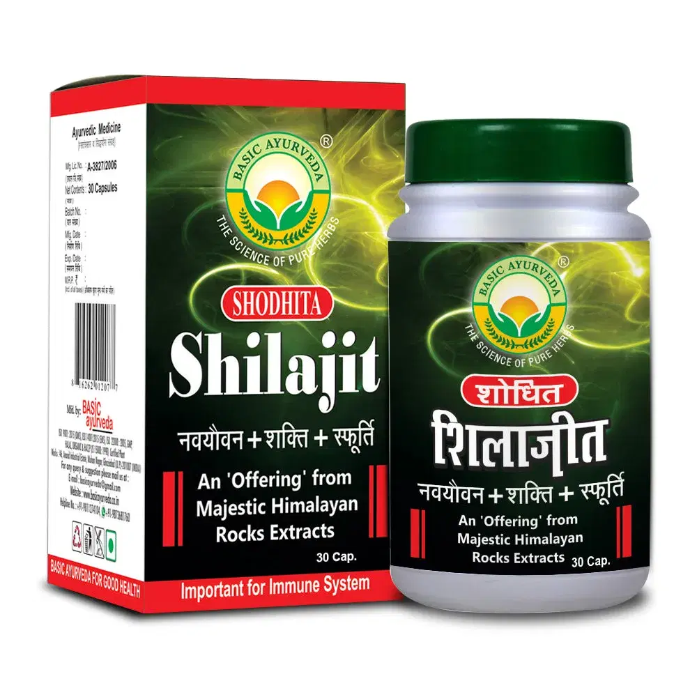 Basic Ayurveda Shodhita Shilajit 30 Capsule Basic Ayurveda Shodhita Shilajit 30 Capsule - Image 1