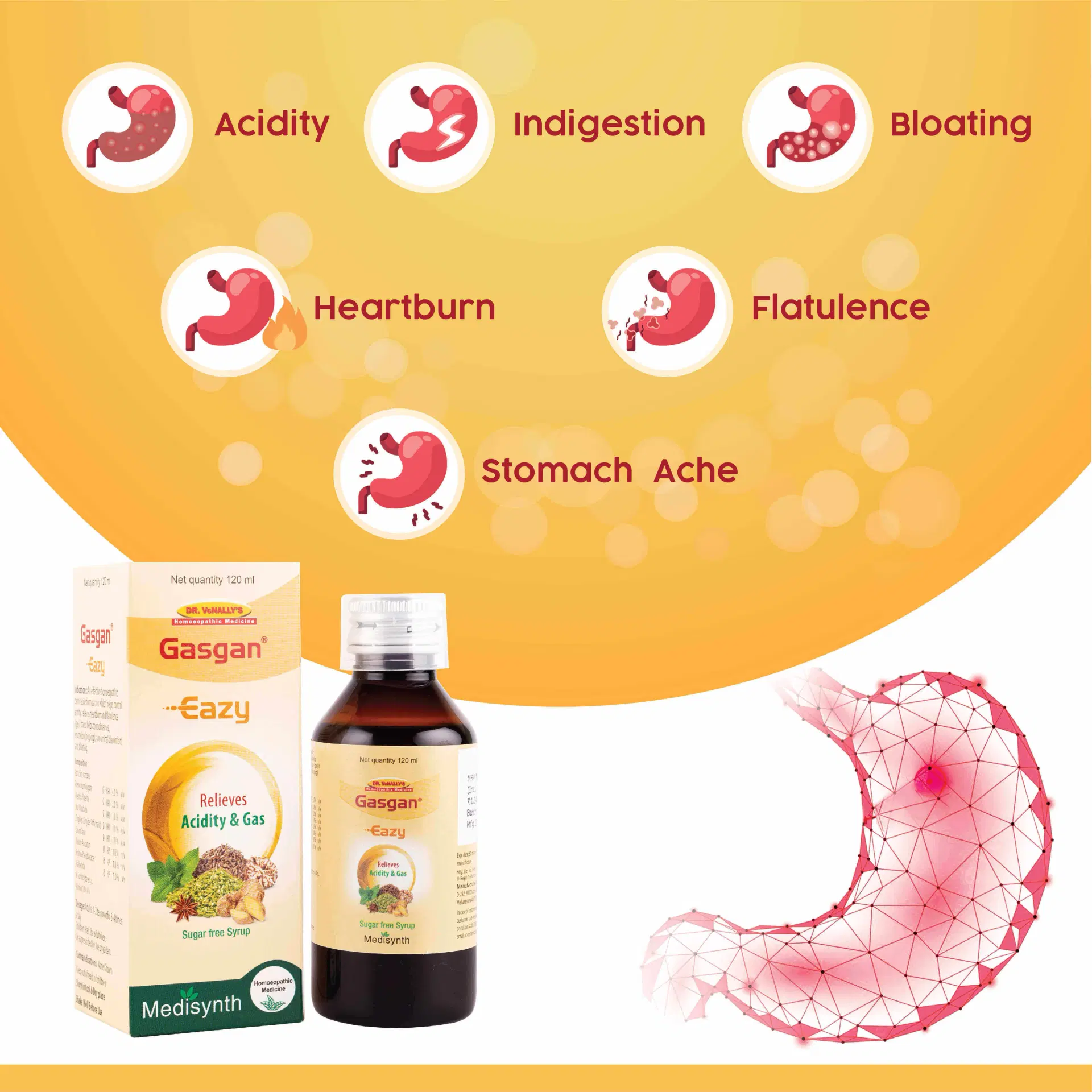 Gasgan Eazy Sugar Free Syrup | Best Homeopathic Medicine for Gastric Problems, Acidity & Gas Gasgan Eazy Sugar Free Syrup | Best Homeopathic Medicine for Gastric Problems, Acidity & Gas - Image 1