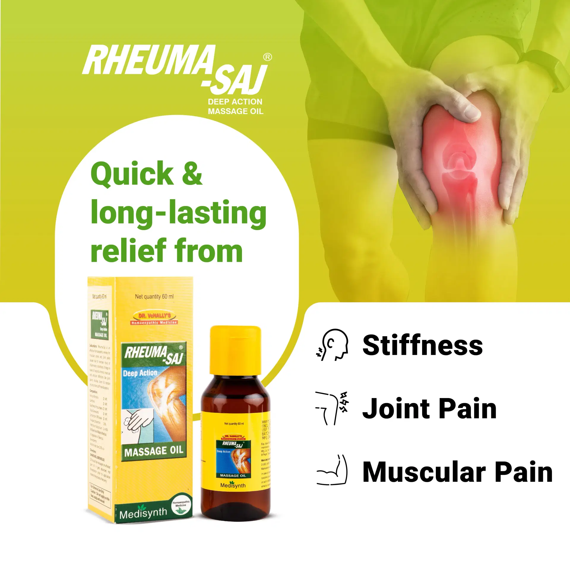 Rheumasaj Deep Action Oil | Get Relief for Muscle Pain, Joint Pain, Swelling, and Stiffness Rheumasaj Deep Action Oil | Get Relief for Muscle Pain, Joint Pain, Swelling, and Stiffness - Image 1