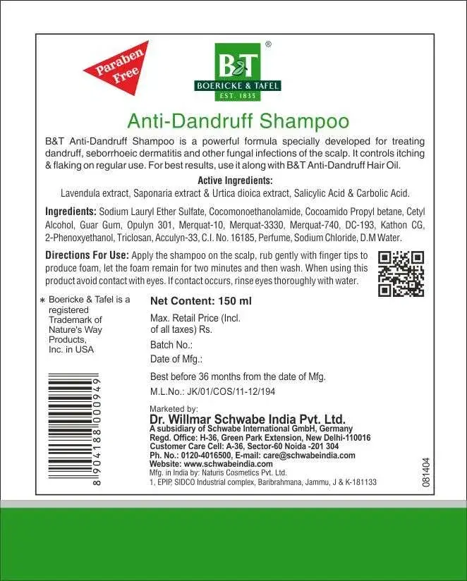 Dr. Willmar Schwabe India B&T Anti- Dandruff Shampoo